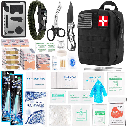 DLMD 278 PCS First Aid Kit for Car Home Gifts for Dad Him Men Women Kids Christmas Survival Kits/Emergency Medical Supplies for Travel Office Outdoor Hiking Camping Backpacking (Black)