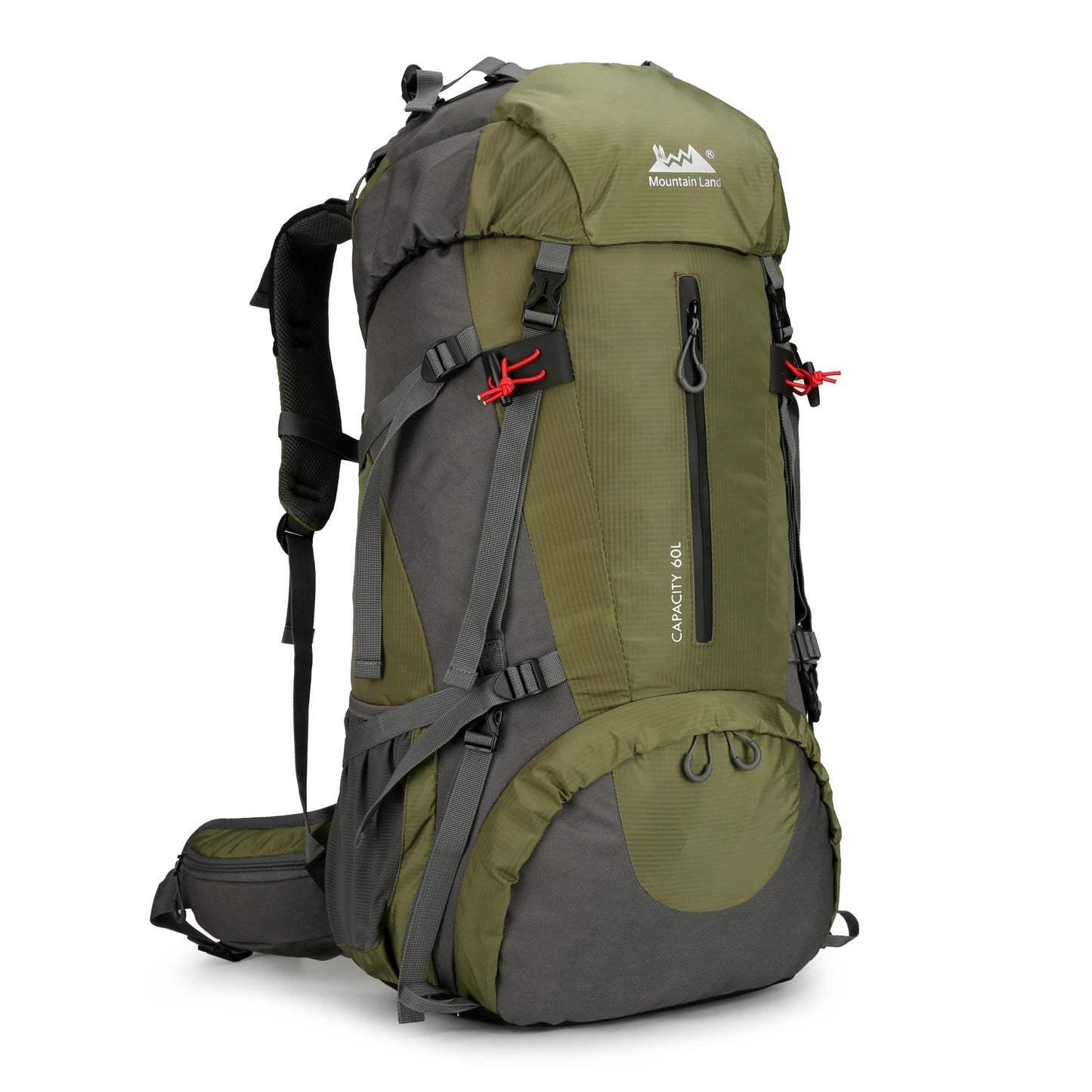 Mountain Land 60L Hiking Waterproof Camping Backpack - Lightweight Durable Large Camping Backpack with Rain Cover Outdoor Sport Backpacking Daypack with Shoe Compartment for Travel Climbing Army Green