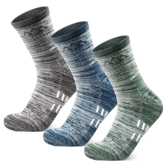 innotree 3 Pack Merino Wool Hiking Socks for Men Micro Crew Cushioned Moisture Wicking Trekking SocksMedium