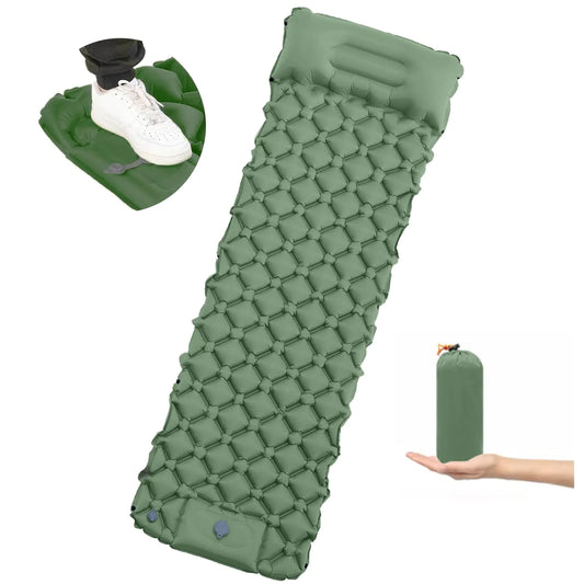 CXHSFNAL Sleeping Pad for Camping – Ultralight Inflatable Sleeping Mat 75 x 24 Camping Sleeping Pad with Built-in Foot Pump30s Step to InflateUltimate for Camping Backpacking Hiking Green